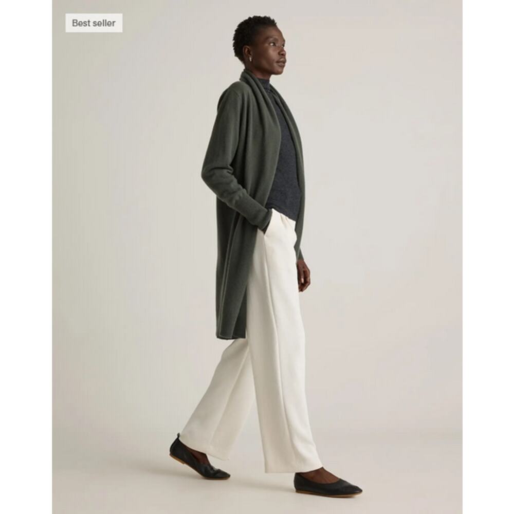 Quince Mongolian Cashmere Duster Cardigan Moss Size M NWT - Picture 6 of 8